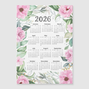 2026 Calendrier Aquarelle Eucalyptus rose Floral
