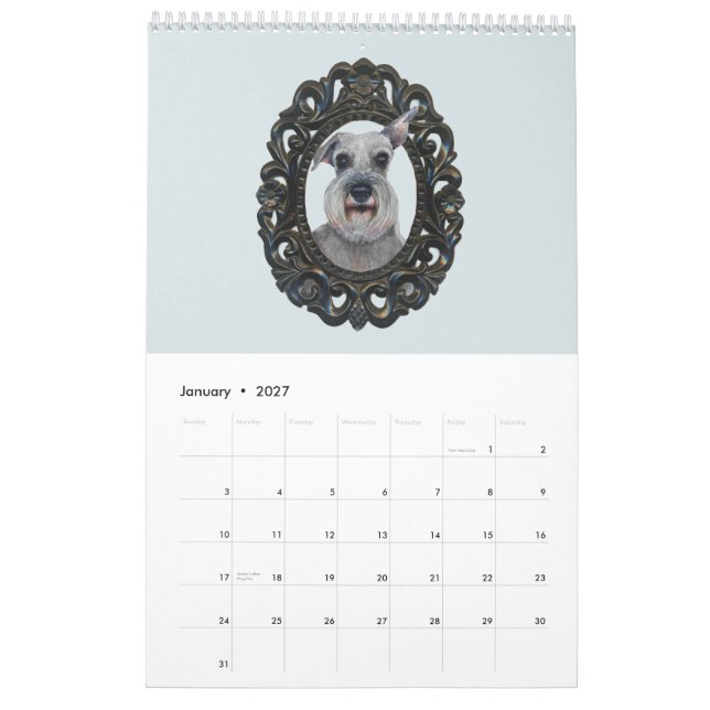 2026 Calendrier Aquarelle Portraits d'animaux par  (Jan 2027)