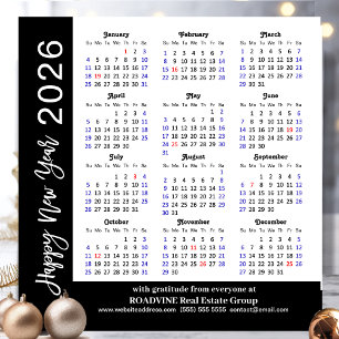 2026 Calendrier Black White Corporate Magnetic Car