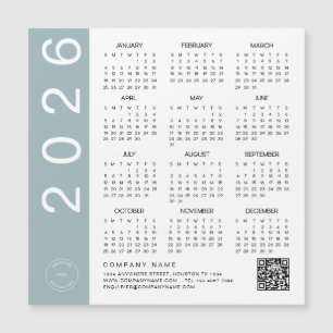2026 Calendrier Bordure bleue Code QR Logo de la s