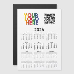 2026 Calendrier Business Logo QR Code Carte magnét
