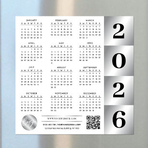 2026 Calendrier Business Logo QR Code Chrome Argen