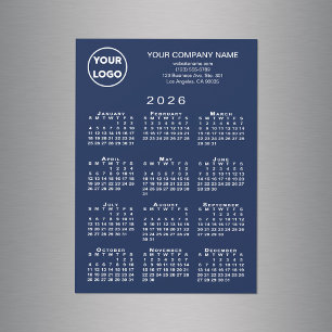 2026 Calendrier Business Logo Texte Marine Magnet 