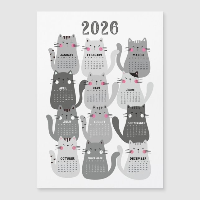 2026 Calendrier Chats gris (Devant)