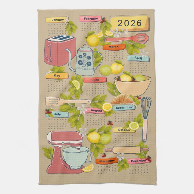2026 Calendrier Cuisine Torchon (Vertical)