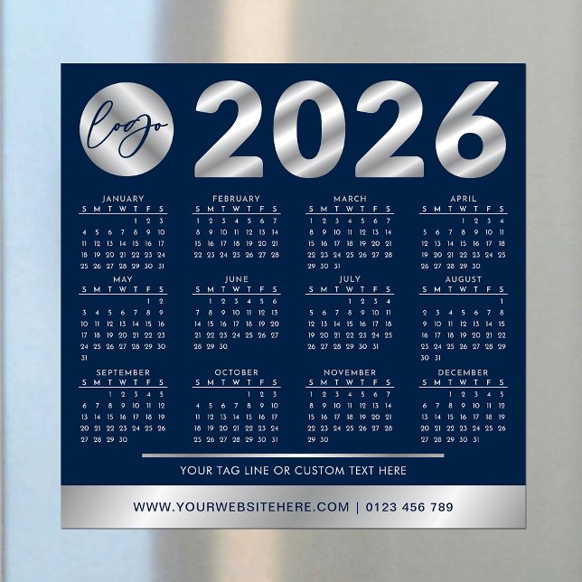 2026 Calendrier Entreprise Logo Marine & Argent (Créateur téléchargé)