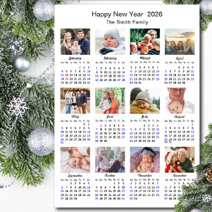 2026 Calendrier Famille 12 Photo Collage Minimalis