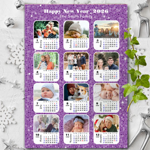 2026 Calendrier Famille Photo Moderne Violet Parti