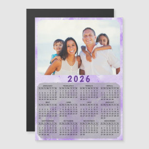 2026 Calendrier Famille Photo Purple Fridge Magnet