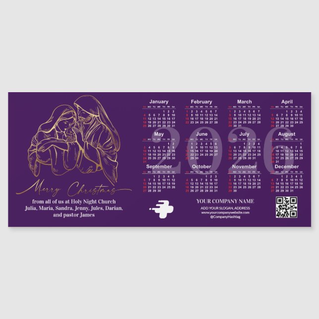 2026 Calendrier Famille Sainte Noël Cadeau religie (Devant)