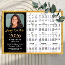 2026 Calendrier Gold Black Business Photo magnétiq