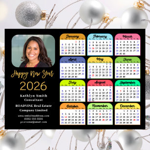 2026 Calendrier Gold Black Business Photo magnétiq