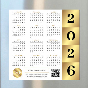 2026 Calendrier Gold Business Logo QR Code Marketi