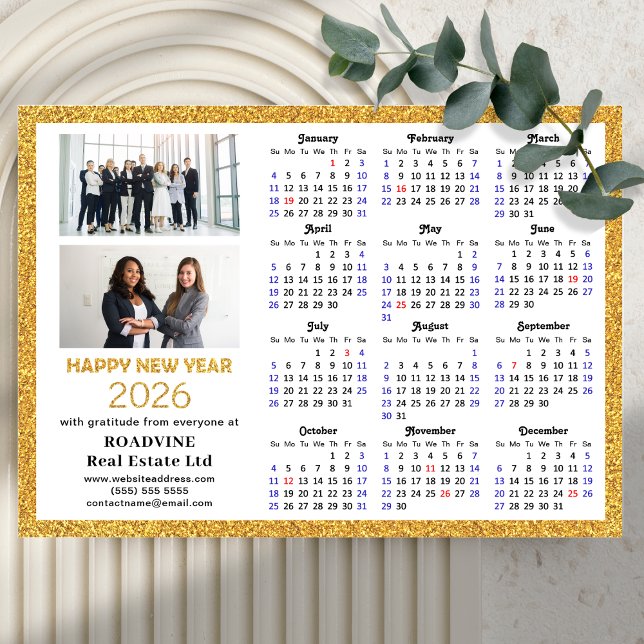 2026 Calendrier Gold Parties scintillant Business  (Créateur téléchargé)