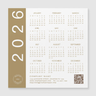 2026 Calendrier Gold Texte QR Code Entreprise Logo