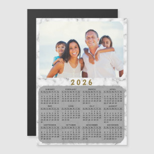 2026 Calendrier magnétique Marbre blanc votre phot
