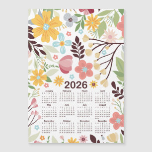 2026 Calendrier Multicolor Main tirée Floral