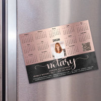 2026 Calendrier Noir Noir Rose QR Code Magnet