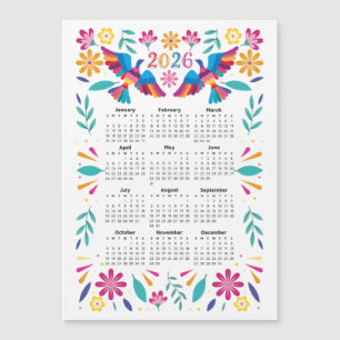 2026 Calendrier Otomi volant mexicain Oiseaux et f