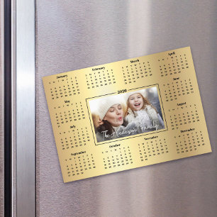 2026 Calendrier Photo personnalisée Gold Foil Fami