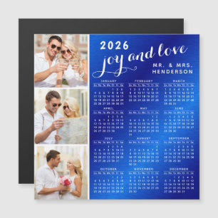 2026 Calendrier photo Réfrigérateur Aimant bleu et