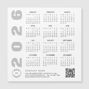 2026 Calendrier QR Code Société Logo Giveaway