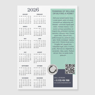 2026 Calendrier Société Logo QR Code Carte magnéti
