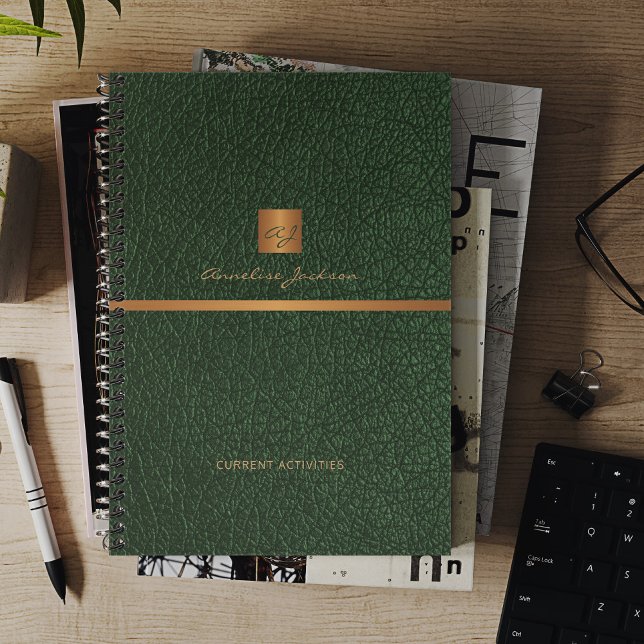 2026 Classy élégant cuir vert or monogrammed (Créateur téléchargé)