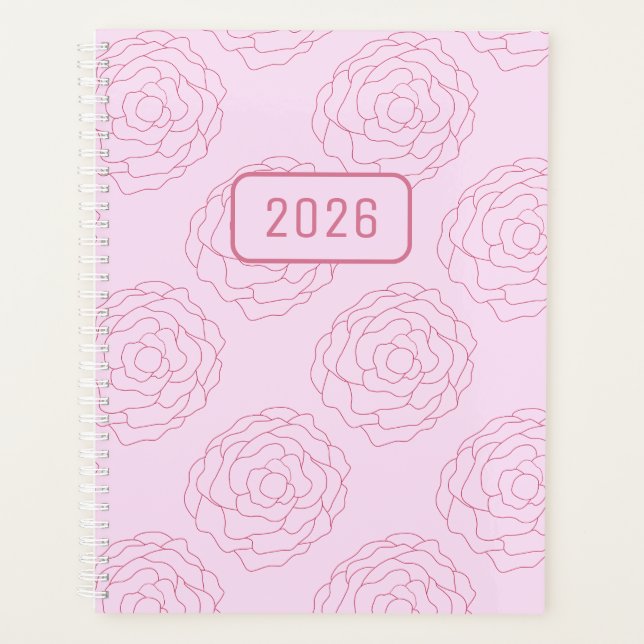 2026 Coming Up Roses: Dark Pink Roses on Pink (Devant)
