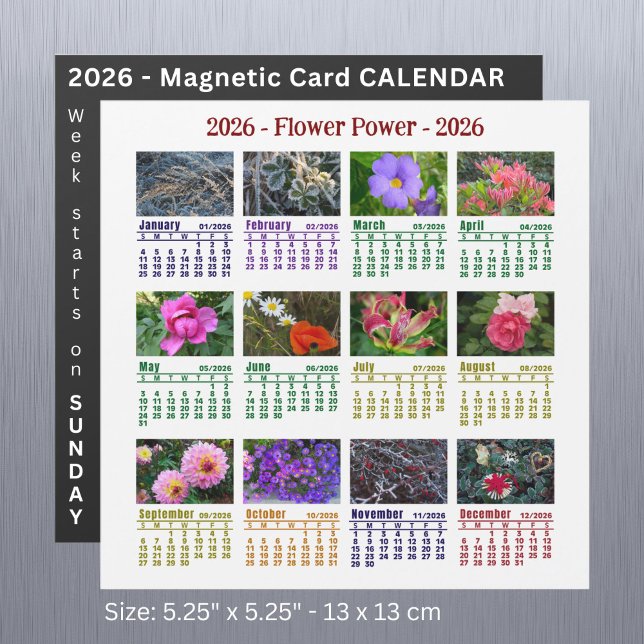 2026 Custom Flower magnétique Calendrier démarre d (Créateur téléchargé)