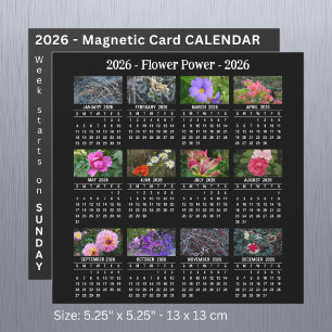 2026 Custom Flower magnétique noir Calendrier SU