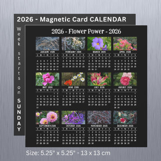 2026 Custom Flower magnétique noir Calendrier SU