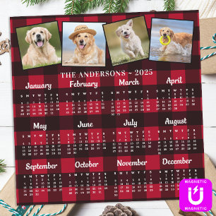 2026 Custom Pet Photo Collage Red Plaid Calendrier