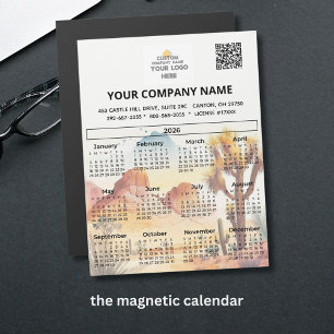 2026 Desert Magnet Calendar Business Logo Code QR