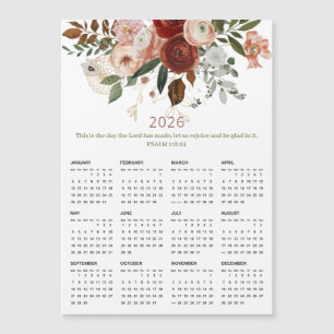 2026 Élégant Rose Gold Floral Calendrier magnétiqu
