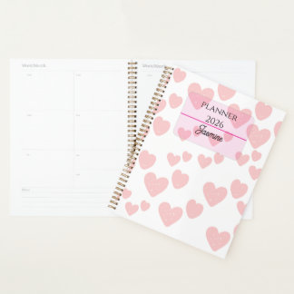2026 Feminine Planner | Soft Pink Hearts & Elegant