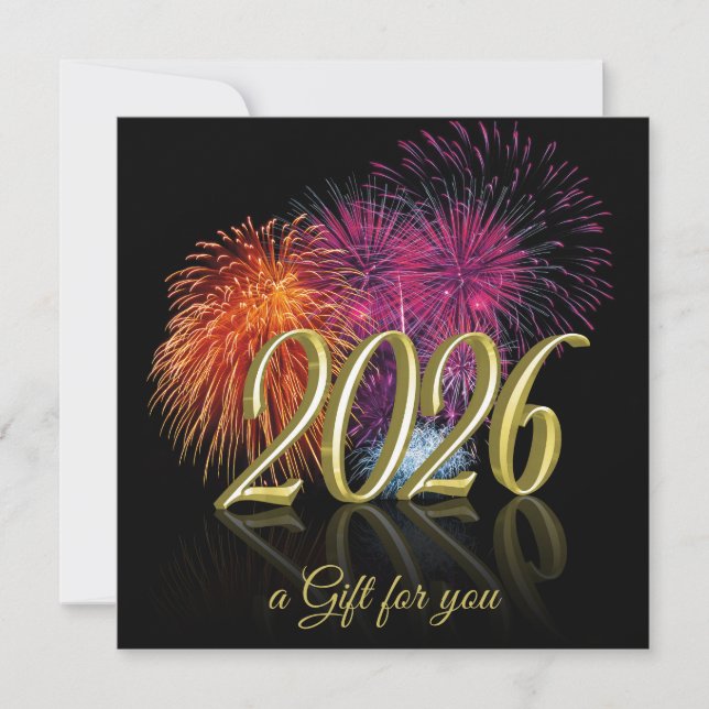 2026 Fireworks Gold Happy New Year | Gift Card (Devant)