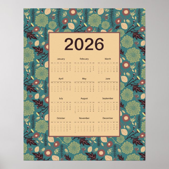 2026 Floral Calendar Poster (Devant)