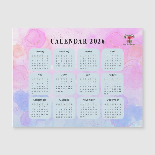 2026 Gynecology Calendar Magnet with Custom Logo (Devant)