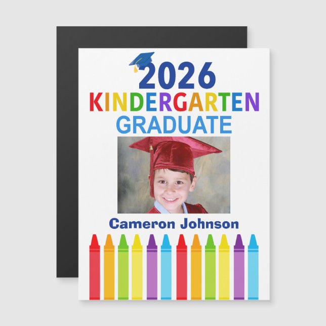 2026 Kindergarten Graduation Photo Magnetic Card (Devant / Derrière)