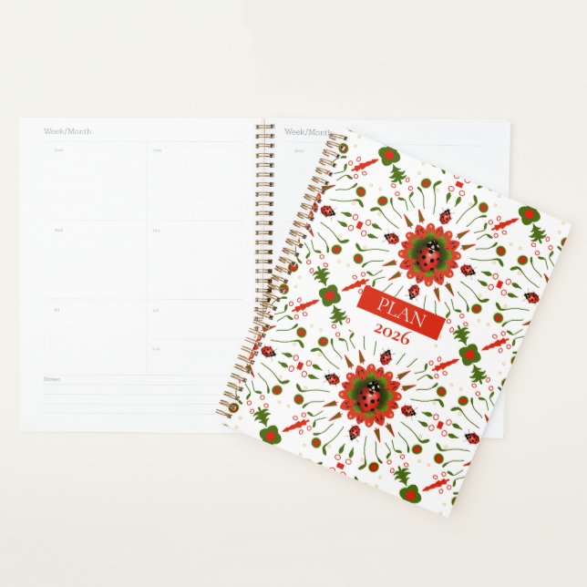 2026 Ladybug Red, White, Green Spiral (Devant avec enveloppe)