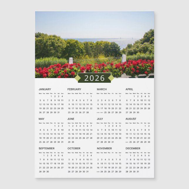 2026 Mackinac Island MI Calendrier photo Magnet (Devant)