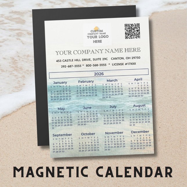 2026 Magnet Calendar Nom commercial Logo Code QR (Créateur téléchargé)