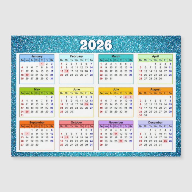 2026 Magnetic Calendar (Devant)