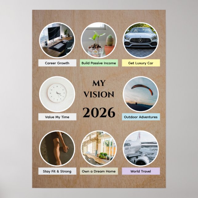 2026 Modern Circle Photo Vision Board Poster (Devant)