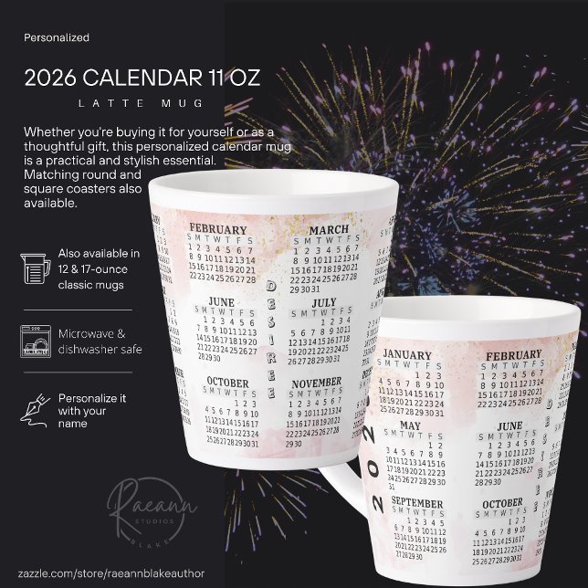 2026 Personnalisé 12 oz. Mug latte du calendrier (Créateur téléchargé)