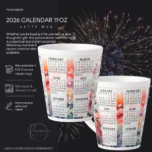 2026 Personnalisé 12 oz. Mug latte du calendrier