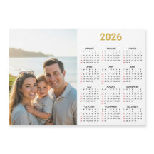 2026 Photo Calendar | Full Year Gold Magnetic Card