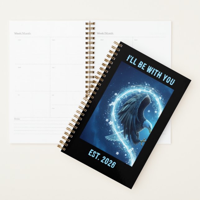 2026 Planner Bald Eagle Heart Love 1 Custom Year (Devant avec enveloppe)