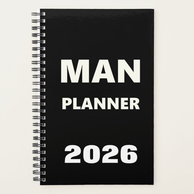 2026 Planner For Men Man Planner White Font Black (Devant)